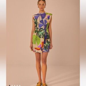 Farm Rio Sand Macaw Jungle Organic Cotton T-Shirt Dress, XS, new with tag